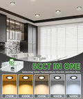 Modern kitchen with 12 Pack 6 Inch Black LED Recessed Ceiling Lights With Junction Box, 5 CCT Selectable 2700K to 5000K.
