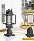 Dusk To Dawn Outdoor Post Lights Two Pack No Fuss Black Sand Finish With Bubble Glass Auto On Off Sensor Energy Saving