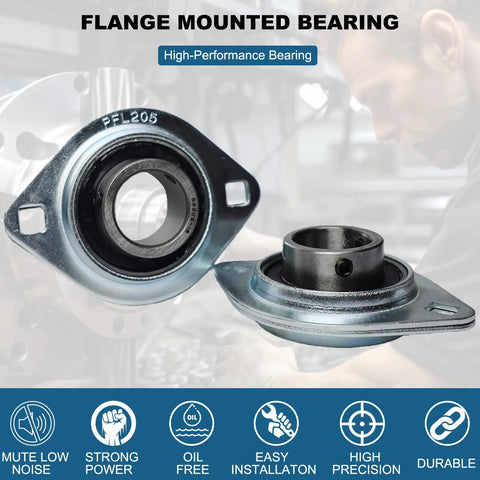 Two Pack 1 Inch Bore Pillow Block Bearings With Flange Mounted Housing Built To Last In Premium Pressed Steel Zinc Plated Two Bolt