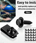 Heavy Duty Fifty Piece Quarter Inch Automotive Body Bolt And U Nut Clip Fastener Kit with black bolt and clips for truck repairs.