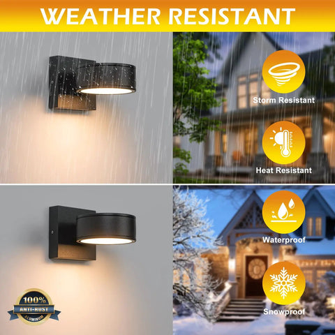 Durable Aluminum Outdoor Porch Sconce Light Waterproof Exterior Wall Lamp 8W AC LED 3000K in storm and snow conditions