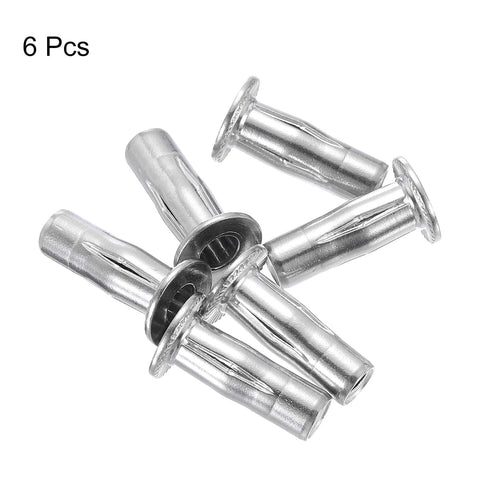 Six Pack 1/4-20 Multi Grip Rivet Nuts With Pre Bulbed Shank Flat Head Threaded Insert Nut 304 Stainless Steel