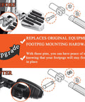 Footpeg Mounting Pins Kit With Clevis Pin, Spring Washer And Retaining Ring For Harley Rider And Passenger Footpegs, Male Mount-Style, Fits Dyna, Touring, Softail, Sportster Models, Black, before and after illustration