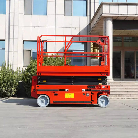 Heavy Duty Hydraulic Lift Platform With Safety Rails Built Like A Tank For Shop Use Industrial Material Handling Workhorse outside a building.