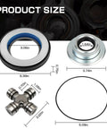 Product size dimensions of Beefed Up Front Axle Seal And Greaseable U Joint Kit For Ford F 250 F 350 Super Duty 2005 To 2014