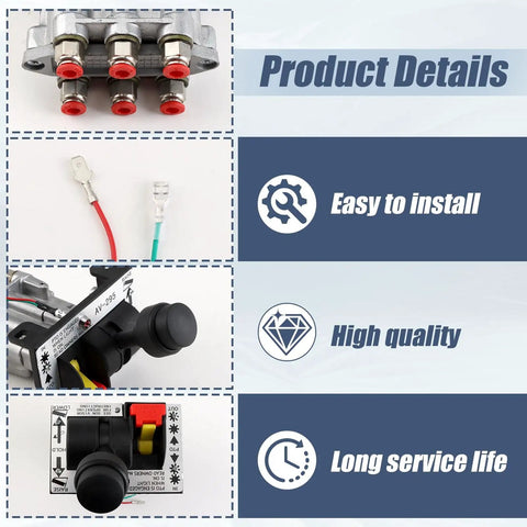 Heavy Duty PTO Control Valve Set for Dump Trucks and Tippers With Pneumatic Hoist Control System Compatible With AV295 328388 79X 329358X and K90 Replacement shown with installation details and features