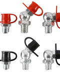 Grease Fittings Kit, 240-Piece SAE And Metric Zerk Fittings Set with 90 Degree, zinc plated steel, red and black caps visible