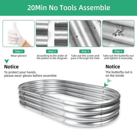 Assembly instructions for Two Pack Raised Garden Bed For Outdoor Use Made From Galvanized Steel, Easy Tool Free Assembly