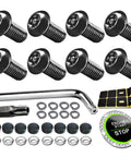 Anti-Theft M5 License Plate Screws 0.8x12mm For BMW And Tesla Black Stainless Steel Car Tag Bolts With Caps and Rustproof Security Fasteners