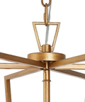 Close-up of an antique brushed gold finish on a Gold Chandelier With Rotatable Geometric Frames, 4 Light Modern Lantern Pendant.