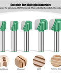 Heavy Duty 8mm Shank Solid Carbide Round Nose Router Bit For Woodworking CNC Bowl Tray Milling Cutter set of five bits.