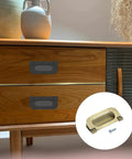 74mm Ring Pull Handles Set Bronze Zinc Alloy Hidden Recessed Flush Mount Furniture Grips on wooden cabinet with screws