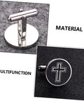 Cross Cufflinks For Men Titanium Steel Black Polished Decor Button Set For Tuxedo Dress Shirts Durable Formal And Casual Wear Stylish Gift