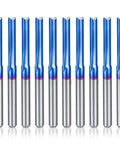 HQMaster 1/8 in shank straight router bit, 2-flute, blue-coated, 10-pack
