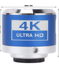 4K HDMI Microscope Camera With Remote Control For Crisp Photo And Video Capture In Lab And Industry High Sensitivity CMOS Sensor 3840 By 2160 Resolution 30fps Easy USB CS Interface Ideal For Research And DIY Makers. 4K Ultra HD camera body, 50mm by 46mm