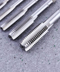 7 Pcs Straight Flute Screw Tap Set For DIY Metalworking Tools To Cut Threads In Aluminum And Plastic Includes Plug Drill And Hole Cutter Heavy Duty Bearing Steel Taps For Pros And Weekend Warriors, steel taps on gray surface