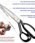 9 Inch Heavy Duty Fabric Scissors For Tailors And Crafters Ultra Sharp Titanium Coated Blades Multipurpose Dressmaker Shears For Cutting Fabric Leather Denim And Heavy Duty Sewing Projects A True Workhorse For Quilting And Crafting. Black