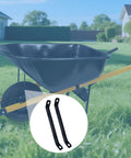 Beefed Up Front Support Brackets For 6 Cu Ft Wheelbarrows, Replacement Axle Brace For WB1006 WB1006FF WB2006 WB2006FF, shown with wheelbarrow