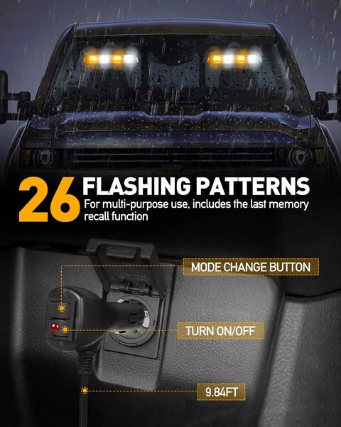 Boss Level Amber White Emergency Dash Strobe Light Bar For Trucks And Construction Vehicles Windshield Visor Mount 48 Led Warning Hazard Flashing Lights Keep Your Fleet Secure On The Road Daily