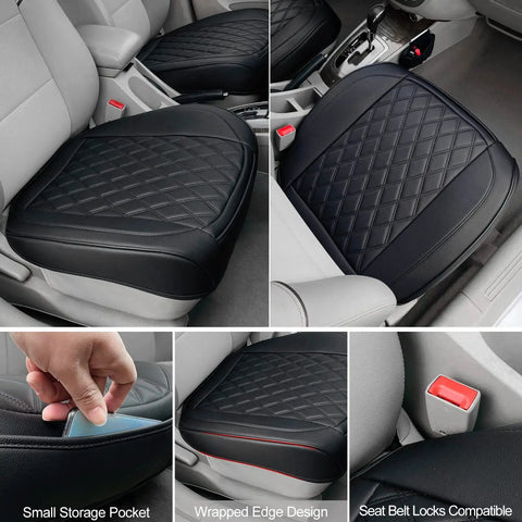 2 pack leather front car seat cover bottom seat protector set no slip full wrap driver seat protector with storage pocket
