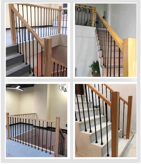 Fresh Square Black Iron Balustrade Spindles For Staircase And Balcony Guardrail in various installations with wooden railings.