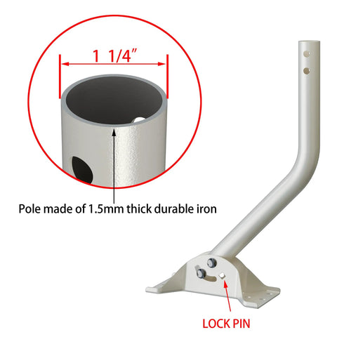 Adjustable Steel Mounting Pole With J Mount For Attic Roof Or Wall Weatherproof Mast Pole Kit With Hardware, 1-1/4 in diameter close-up
