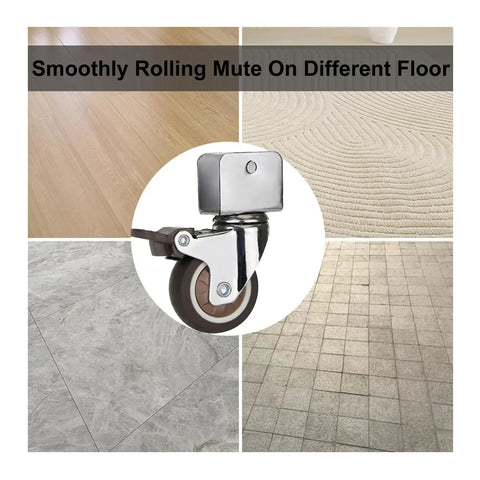 4 Pack 2 Inch Caster Wheels With Three Quarter Inch U Bracket for smooth glide on wood, carpet, and tile floors