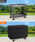 Waterproof Rolling Tool Cart Cover 36x18x33 Inch For 32x18 Mobile Utility Carts, Heavy Duty All Weather Protection