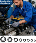 Mechanic using 510 Piece Internal Tooth Star Lock Washers Set For M2.5 To M12 Push On Star Lock Washers in automotive repair