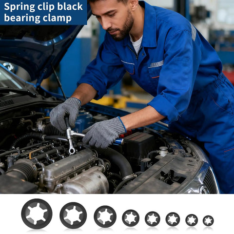 Mechanic using 510 Piece Internal Tooth Star Lock Washers Set For M2.5 To M12 Push On Star Lock Washers in automotive repair