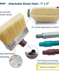 Giant 7 Inch Deck Stain Brush With Threaded Handle For Extension Pole Easy Back Friendly Stain And Sealer Applicator For Wood Decks Fences Walls And Ceilings So You Can Coat Faster, featuring thick bristles and steel ferrule.