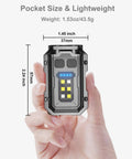 Rechargeable Pocket EDC Flashlight 500 Lumens Dual LED Keychain Light in hand, showing size and compact design for everyday carry.