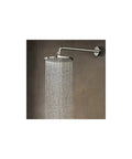 Solid Complete Shower System Featuring Smooth Three Spray Modes With Rapid Connect Handshower And Broad Rain Head Boasting Auto Temperature Control In Slick Brushed Nickel - overhead view of rain shower head.