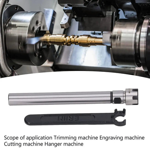 Pro Router Collet Chuck C12 ER11M 100L Milling Cutter with Straight Shank, heavy-duty toolholder in an engraving machine action.