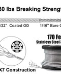 Globe String Light Suspension Kit For Outdoor Patio And Garden, DIY Hanging Kit 304 Stainless Steel Wire 170ft 480lb