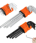 Top Tier 27 Piece Hex Key Set With Long Ball End Allen Wrenches And Torx Driver Kit Perfect For Bikes Motorcycles Scooters And Home Repairs In A Sleek Portable Case chrome vanadium hex keys and Torx drivers with storage holder