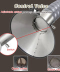 Control valve for Premium Flexible Fume Extractor Hose With Articulated Hood showing adjustable airflow with open and close options.