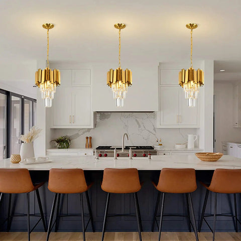 Modern 3 Light Crystal Pendant Chandelier For Dining Room And Kitchen Island With Dimmable Soft Glow And Lit K9 Crystals Ceiling Hanging Fixture