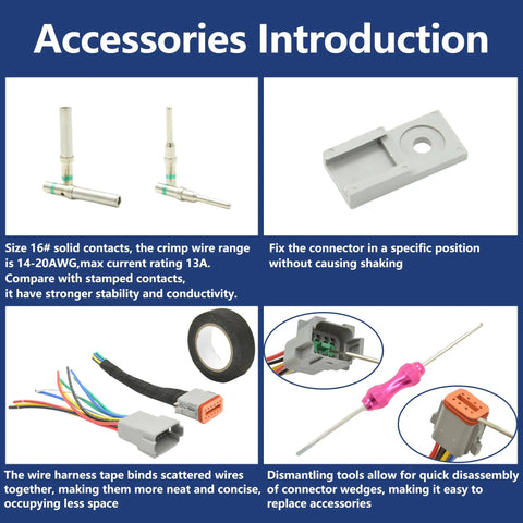 416 Piece DT Connector Kit With Crimping Pliers And Removal Tool, accessories introduction with connectors and tools