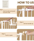 Walk Through Safety Gate For Doorways And Stairs With Auto Close And Hold Open, showing step-by-step use instructions.