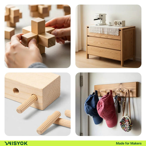 Eight Size Wooden Dowel Set Contains Three Hundred Pcs Of Premium Hardwood Dowels For Woodworking and DIY Home Projects