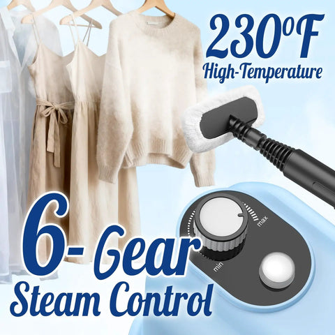 Heavy Duty Handheld Steam Cleaner 10s Rapid Heat delivers 230 Degree pressurized steam with 6-gear steam control for effective cleaning.