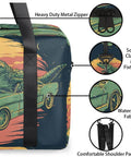 Side view of Alligator Pattern Travel Duffel Bag For Men And Women Waterproof Gym Bag with metal zipper and solid clasps.