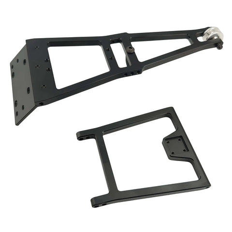 1/10 Scale RC Tow Truck Build Kit With Dual Winch Rescue Crane Arm For SCX10 TRX4 Capra LCG Chassis DIY Upgrade For RC Crawlers Heavy Duty Aluminum Tow Kit components shown in disassembled view