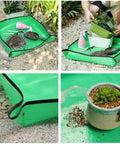 2Pack Plant Repotting Square Mats Foldable 39.3 Inch Garden Transplanting Work Cloth Waterproof Dirty Catcher Tarp in use