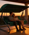 Weatherproof Replacement Canopy For Outdoor Swing Chairs Built To Last Waterproof 3-Seater Patio Swing Cover at sunset