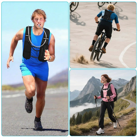 Ultra Lightweight Hydration Vest 5L Water Backpack with 2L BPA Free Bladder worn by athletes running, cycling, hiking