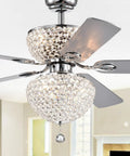 HomeStock Swarana ChDual Lighted 52-Inch Ceiling Fan with Remote Control and Reversible Motor with crystal bowl and chrome blades.