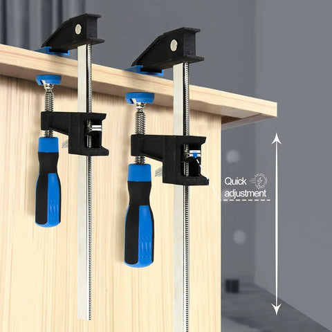 36 Inch Bar Clamps Set For Woodworking, 4 Pack, Quick Release And Adjustable Wood Clamps With 2.5 Inch Throat on wooden surface