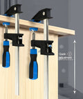 24 Inch Bar Clamps For Woodworking, 2 Pack Quick Release Adjustable Clamps With 2.5 Inch Throat in use on wooden surface